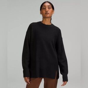 Lululemon Merino Wool-Blend Rib Crewneck Sweater Black 8